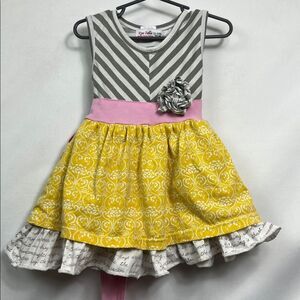 Ray Bella multi print tiered knit ruffle skirt sleeveless dress size 12-24 month